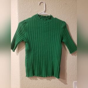 Boden Green Ribbed Knit Sweater